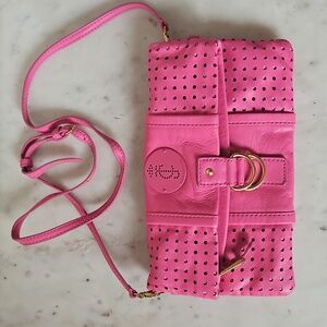JUICY COUTURE: Pretty Candy Pink Leather CrossbodyShoulder/Clutch Bag